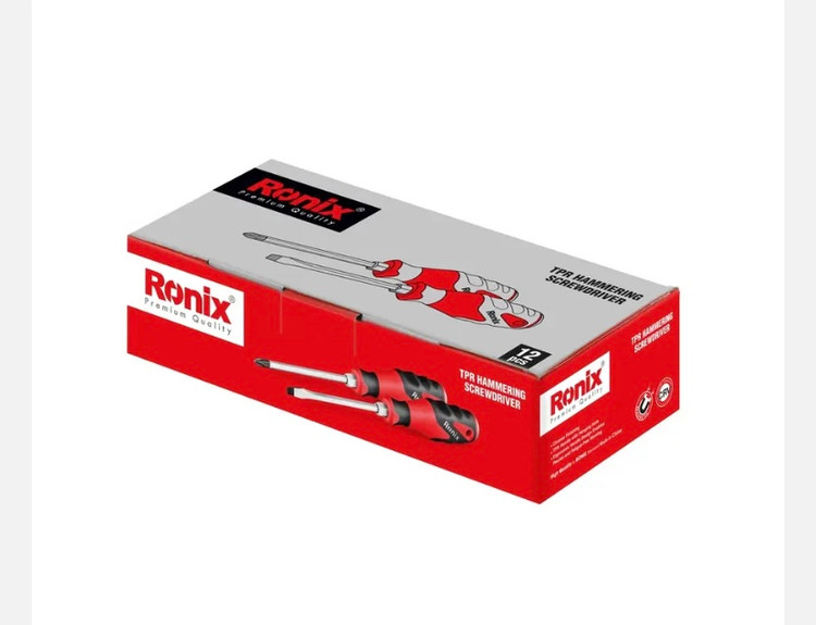 پیچ گوشتی رونیکس تکی دسته TPR ضربه خور 1×150 چهارسو RH-2959