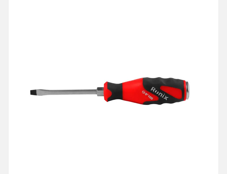 پیچ گوشتی رونیکس تکی دسته TPR ضربه خور 100×6 دوسو مدل RH-2966