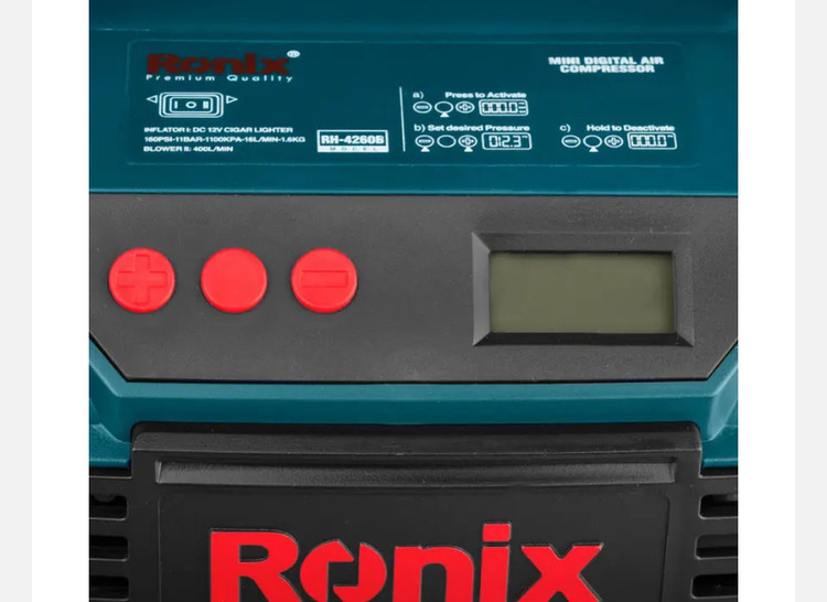 مینی کمپرسور باد رونیکس سه کاره دیجیتال فندکی با کیف RH-4260B
