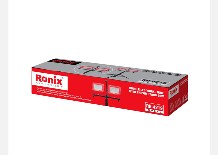 نورافکن LED برقی رونیکس 50 وات دوبل با سه پایه RH-4219