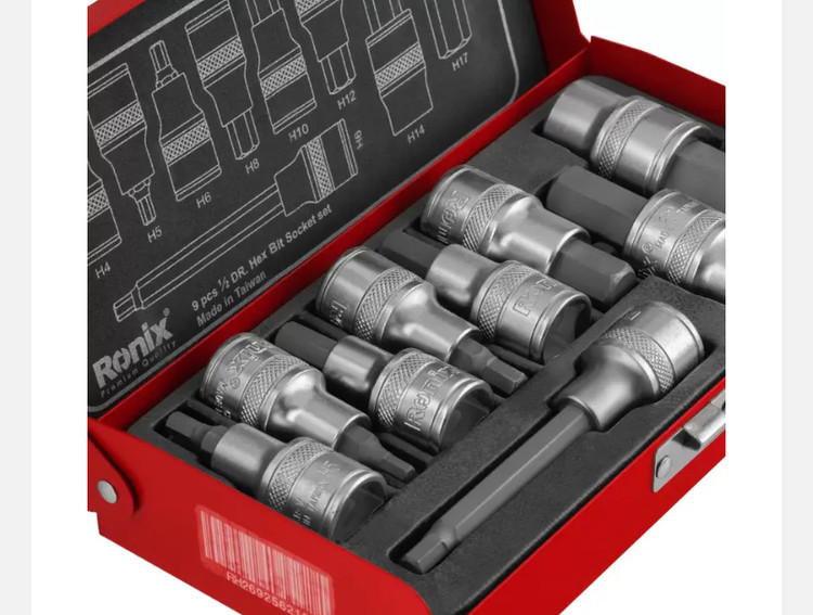 جعبه بکس رونیکس 1/2 اینچ شش گوش 9 پارچه RH-2692